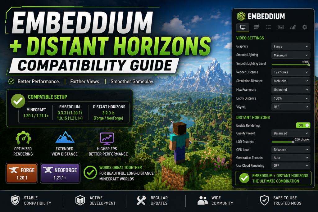 Embeddium and Distant Horizons compatibility guide for Minecraft
